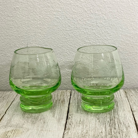 Dining Vintage Depression Glass Shot Glasses Set Of 2 Poshmark